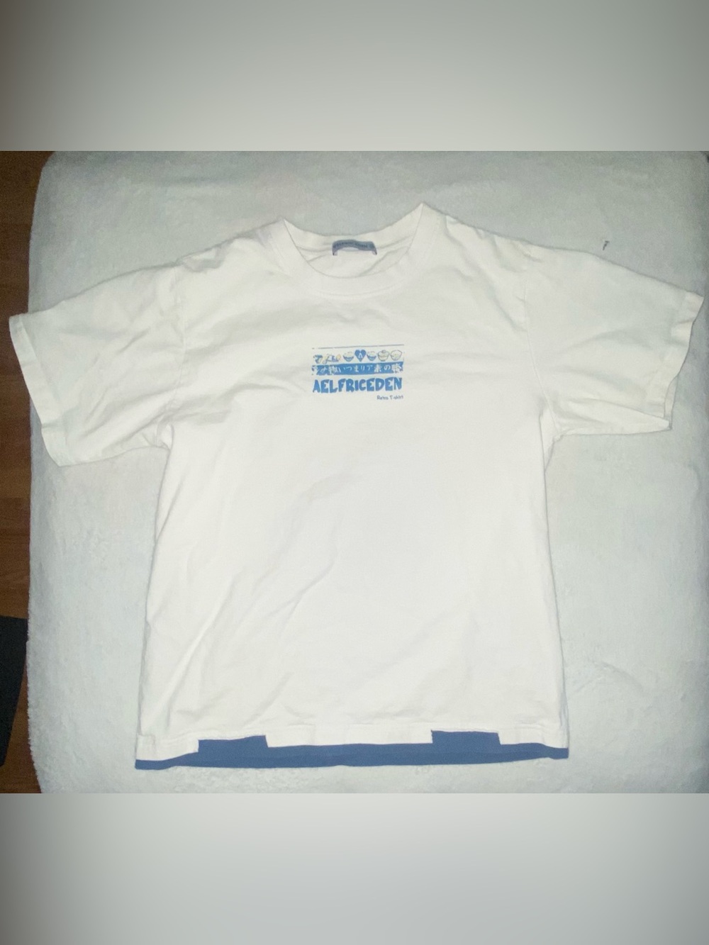 Aelfric Eden White Short Sleeve Tee with Blue Logo